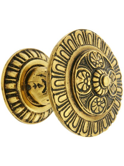Kensington Cabinet Knob With Kensington Back Plate in Satin 24k Gold.